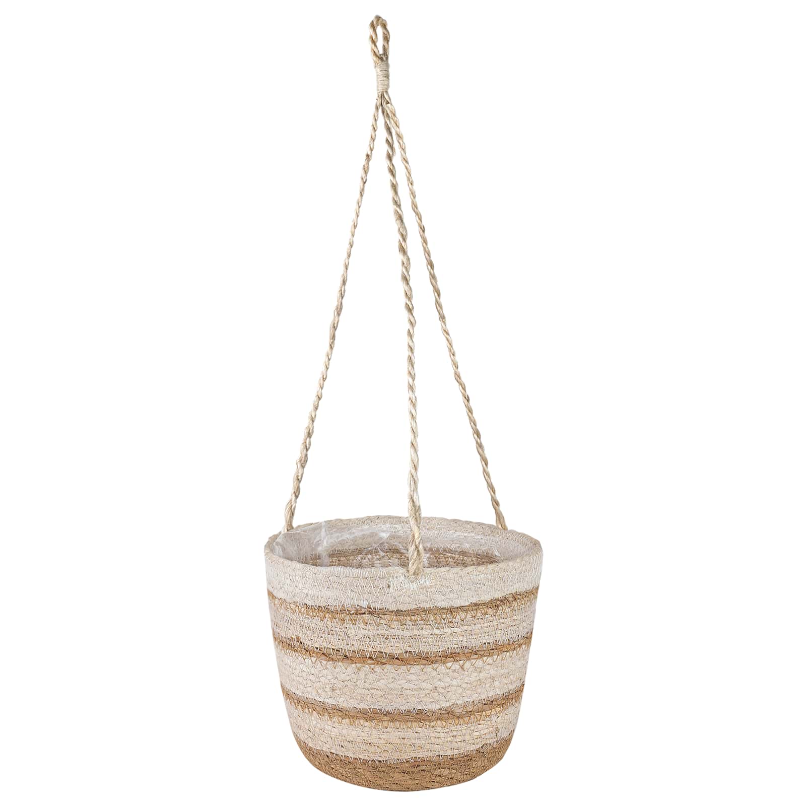 Cesti per piante in erba marina 3 pcs Naturale, Bianco e Beige | homemem39