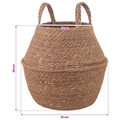 Vaso da fiori con manici Naturale Ø 22 x 20 cm 100% Erba marina | homemem39
