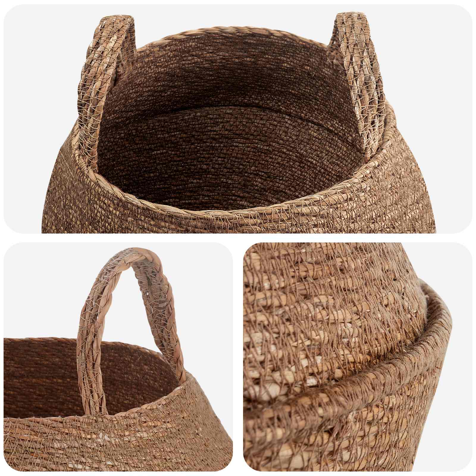 Vaso da fiori con manici Naturale Ø 32 x 32 cm 100% Erba marina | homemem39