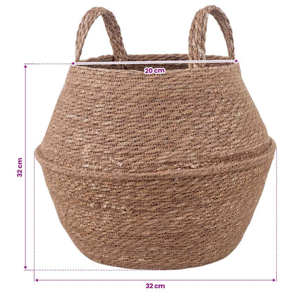 Vaso da fiori con manici Naturale Ø 32 x 32 cm 100% Erba marina | homemem39