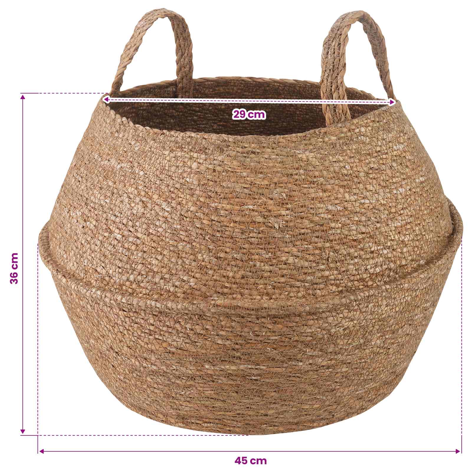 Vaso da fiori con manici Naturale Ø 45 x 36 cm 100% Erba marina | homemem39