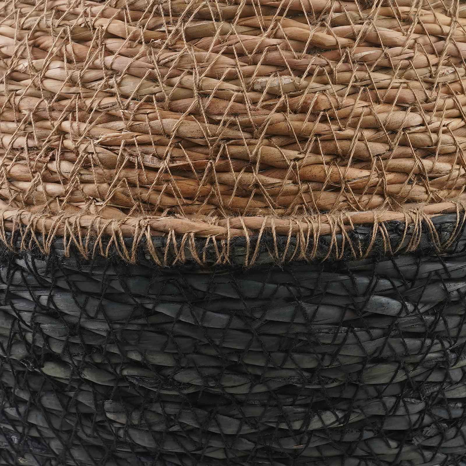 Vaso da fiori con manici Nero Ø 22 x 20 cm 100% Erba marina | homemem39