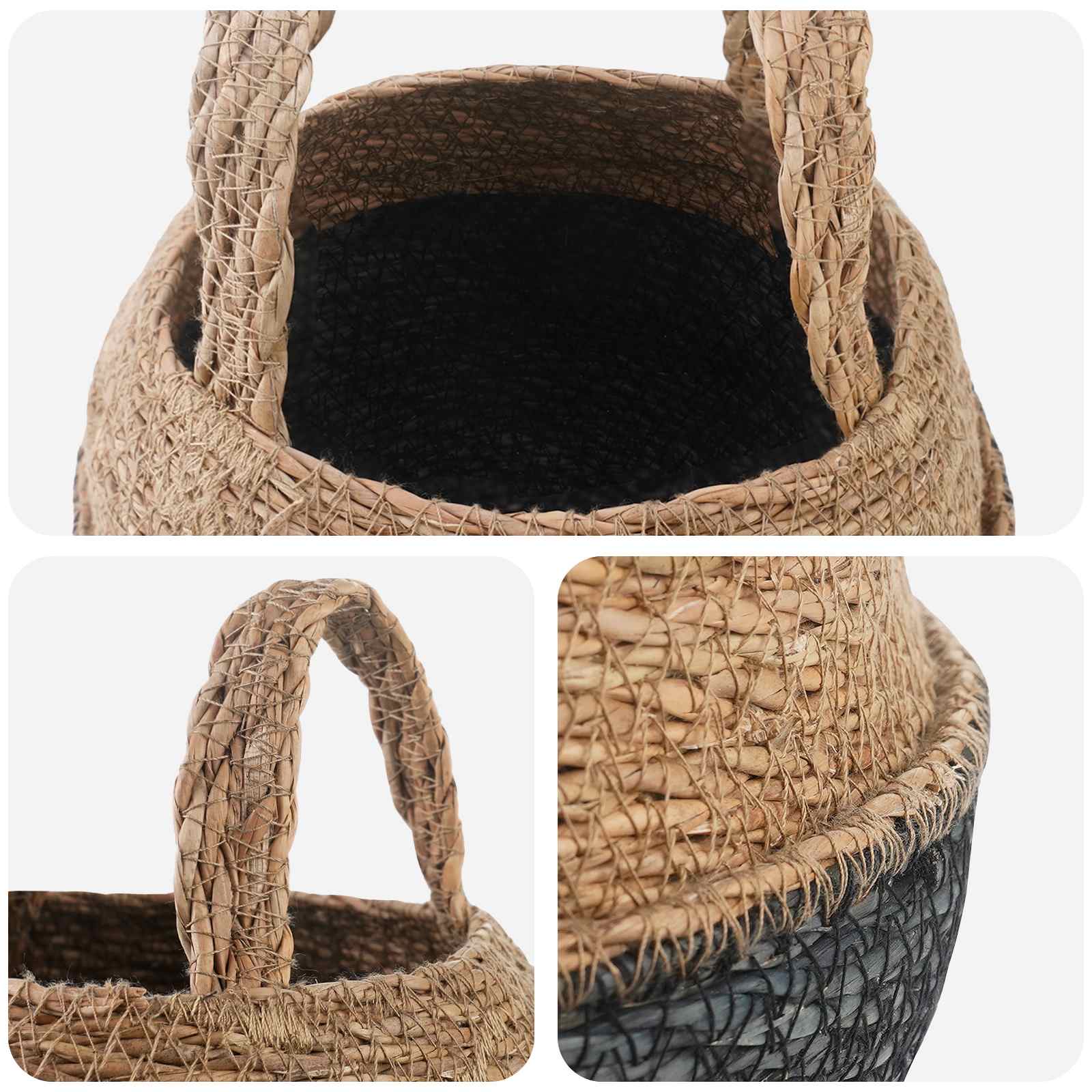 Vaso da fiori con manici 2 pcs Nero Ø 22 x 20 cm | homemem39