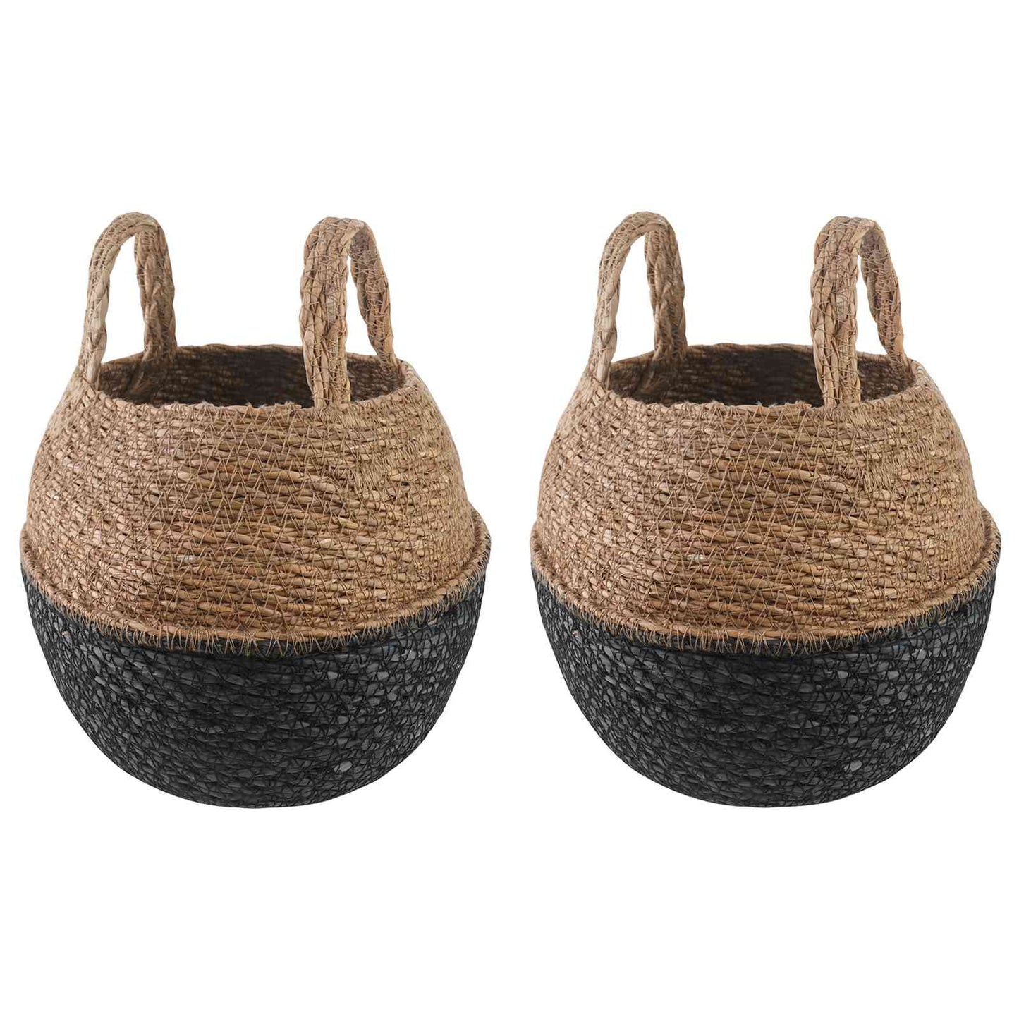 Vaso da fiori con manici 2 pcs Nero Ø 22 x 20 cm | homemem39