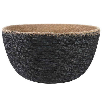 Vaso da fiori con manici 2 pcs Nero Ø 22 x 20 cm | homemem39