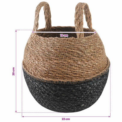 Vaso da fiori con manici 2 pcs Nero Ø 22 x 20 cm | homemem39