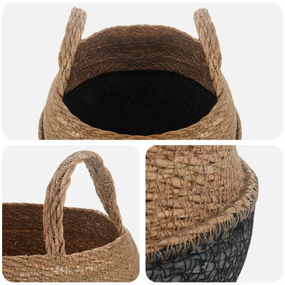 Vaso da fiori con manici Nero Ø 32 x 32 cm 100% Erba marina | homemem39