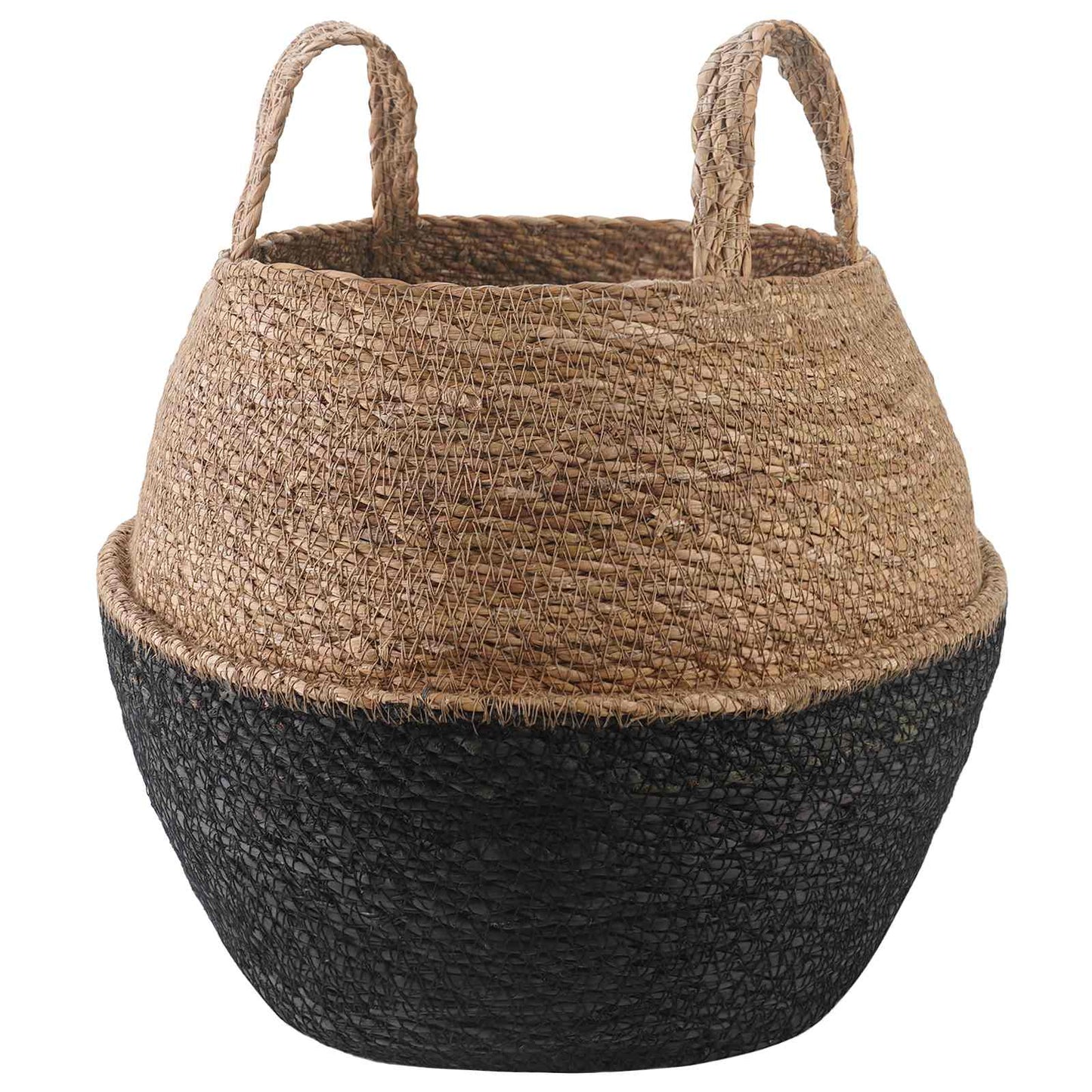 Vaso da fiori con manici Nero Ø 32 x 32 cm 100% Erba marina | homemem39