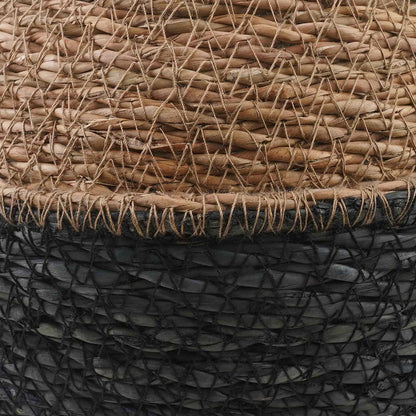 Vaso da fiori con manici Nero Ø 32 x 32 cm 100% Erba marina | homemem39