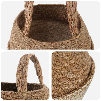 Vaso da fiori con manici Bianco Ø 22 x 20 cm 100% Erba marina | homemem39