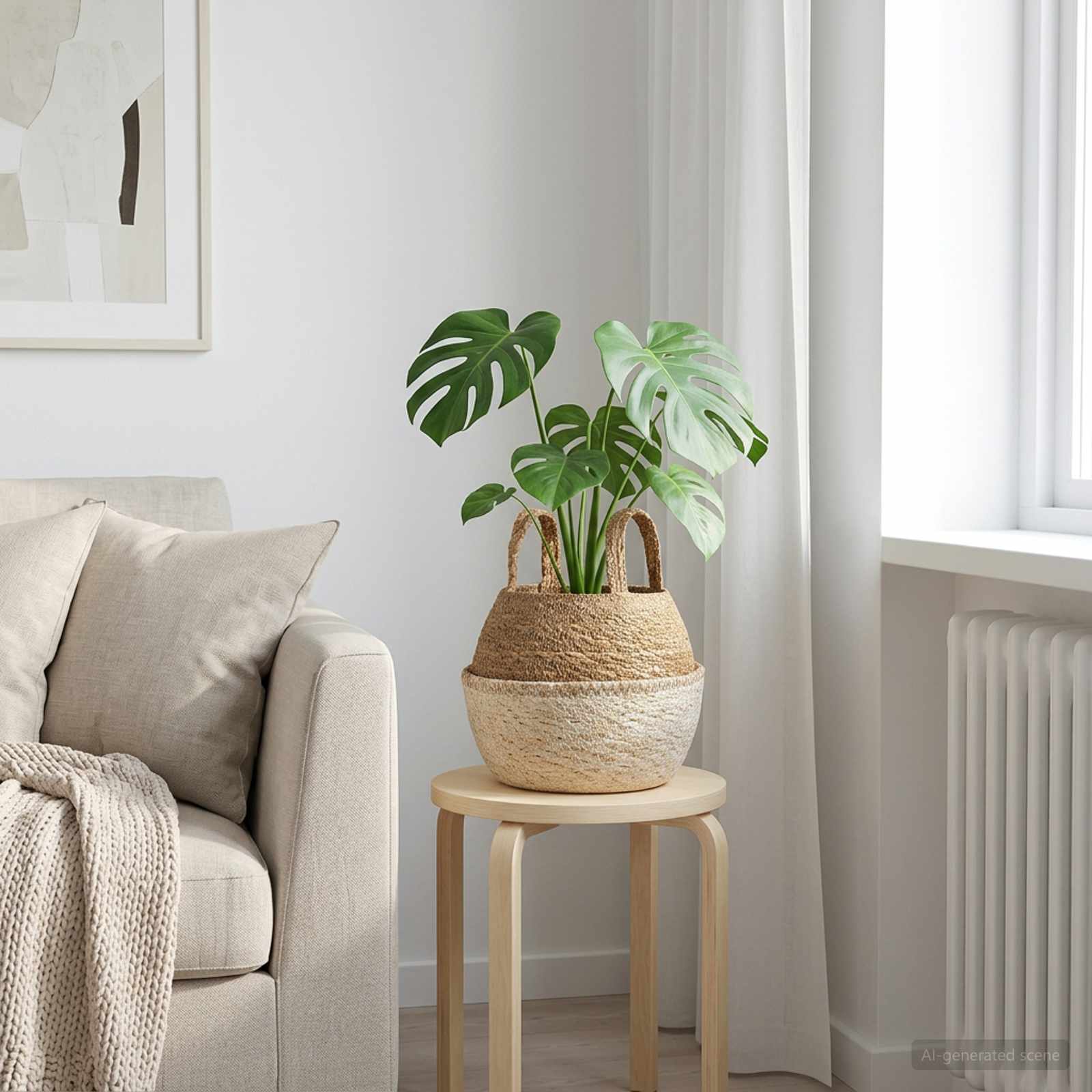 Vaso da fiori con manici Bianco Ø 22 x 20 cm 100% Erba marina | homemem39