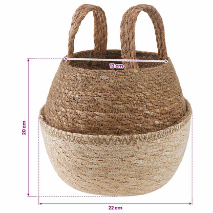 Vaso da fiori con manici 2 pcs Bianco Ø 22 x 20 cm | homemem39