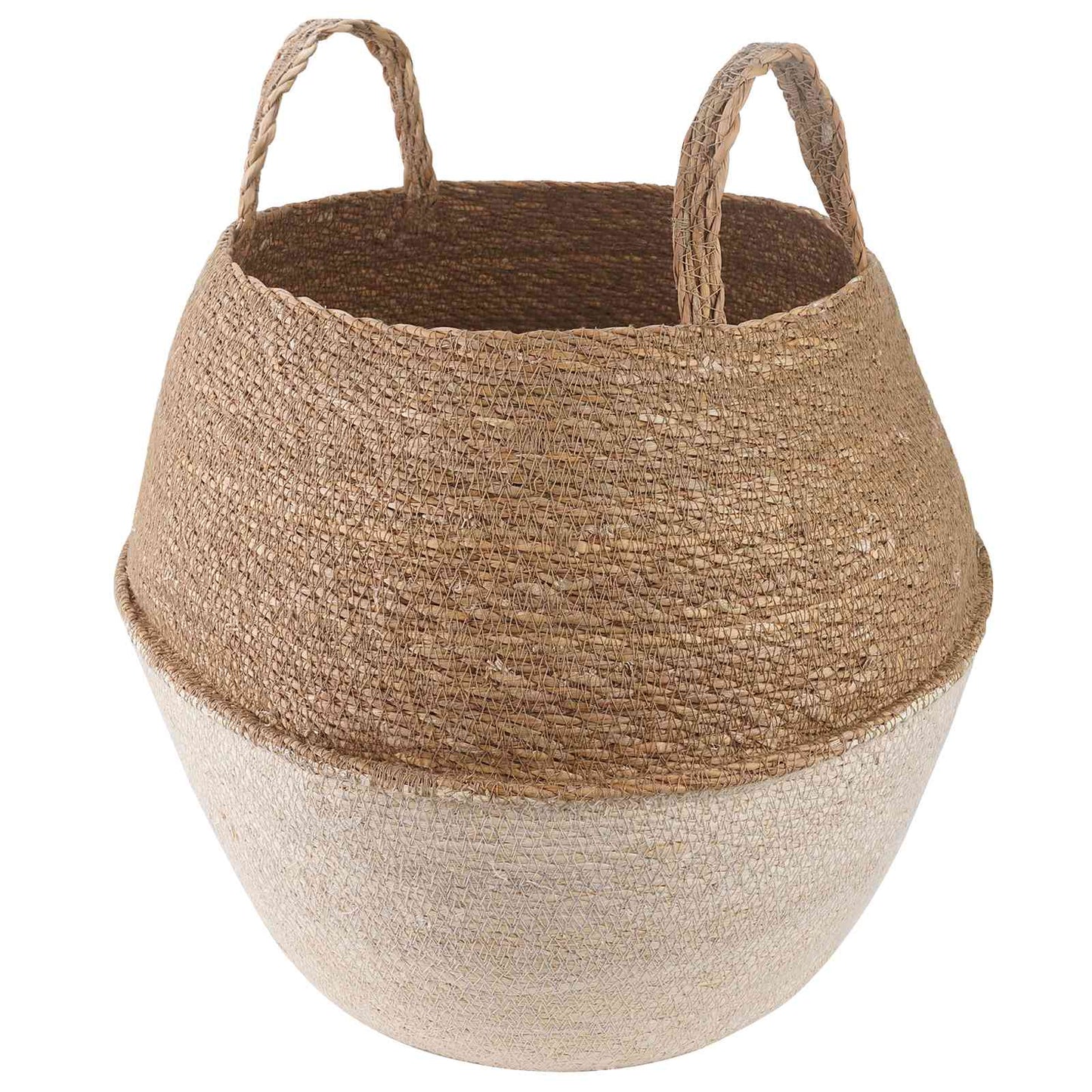 Vaso da fiori con manici Bianco Ø 32 x 32 cm 100% Erba marina | homemem39