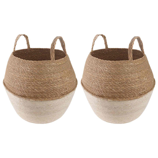 Vaso da fiori con manici 2 pcs Bianco Ø 32 x 32 cm | homemem39