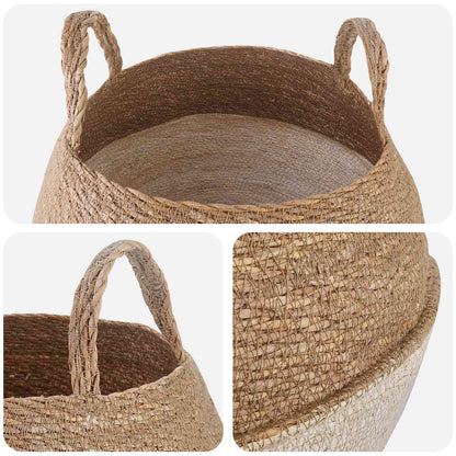 Vaso da fiori con manici Bianco Ø 45 x 36 cm 100% Erba marina | homemem39