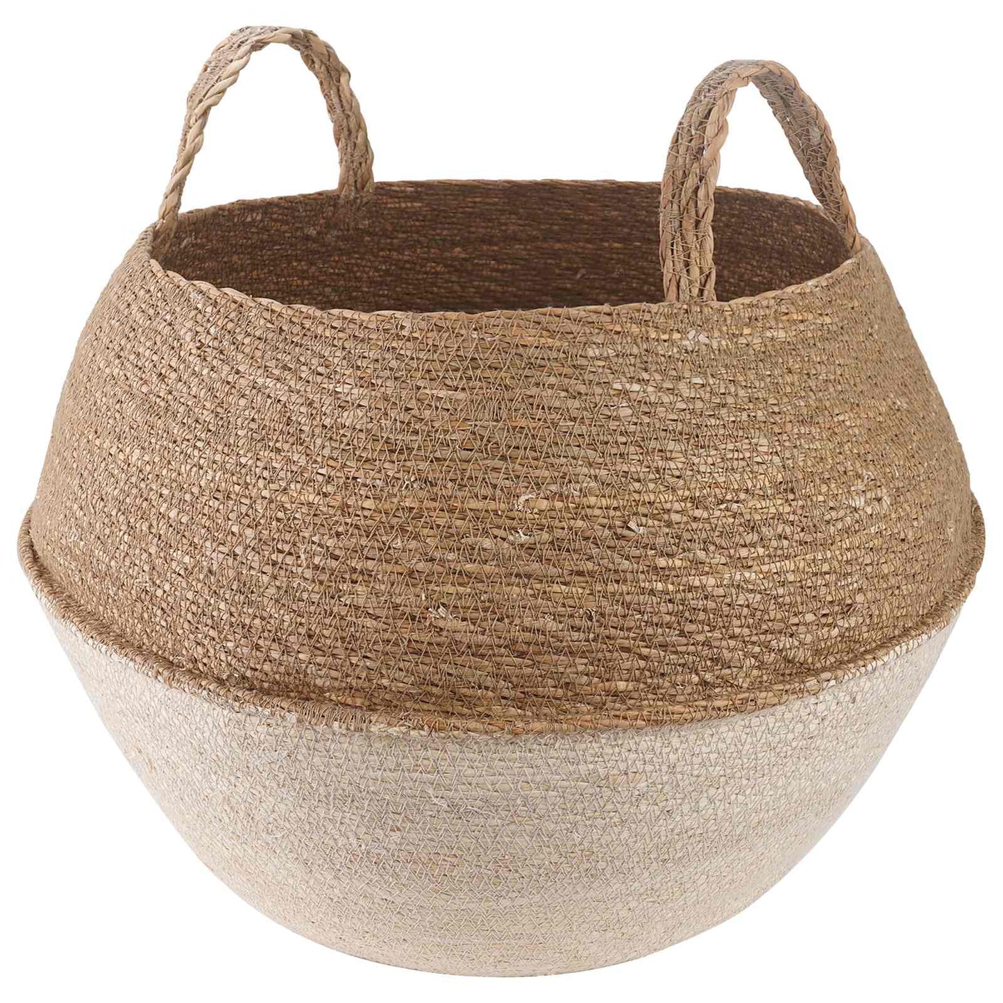 Vaso da fiori con manici Bianco Ø 45 x 36 cm 100% Erba marina | homemem39