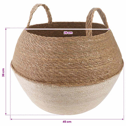 Vaso da fiori con manici Bianco Ø 45 x 36 cm 100% Erba marina | homemem39