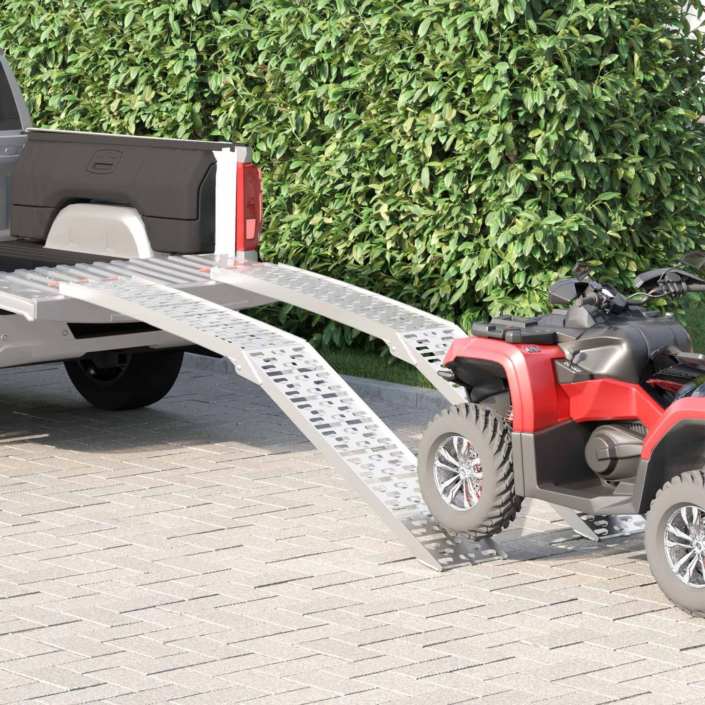 Ramp di Carico 2 pcs Argento 222 x 28 x 5 cm Alluminio