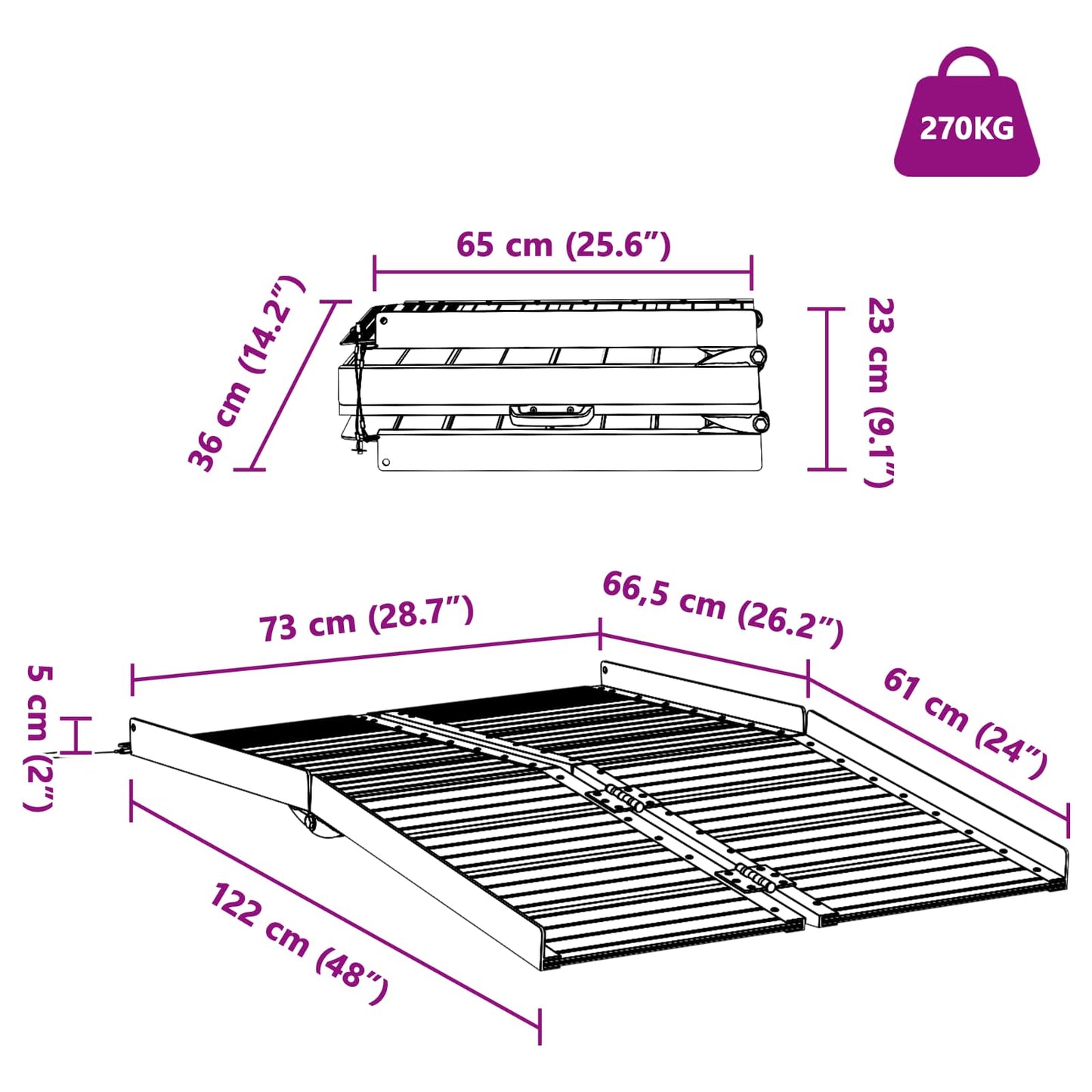 Rampa per Sedia a Rotelle Argento 92 x 73 x 5 cm Alluminio