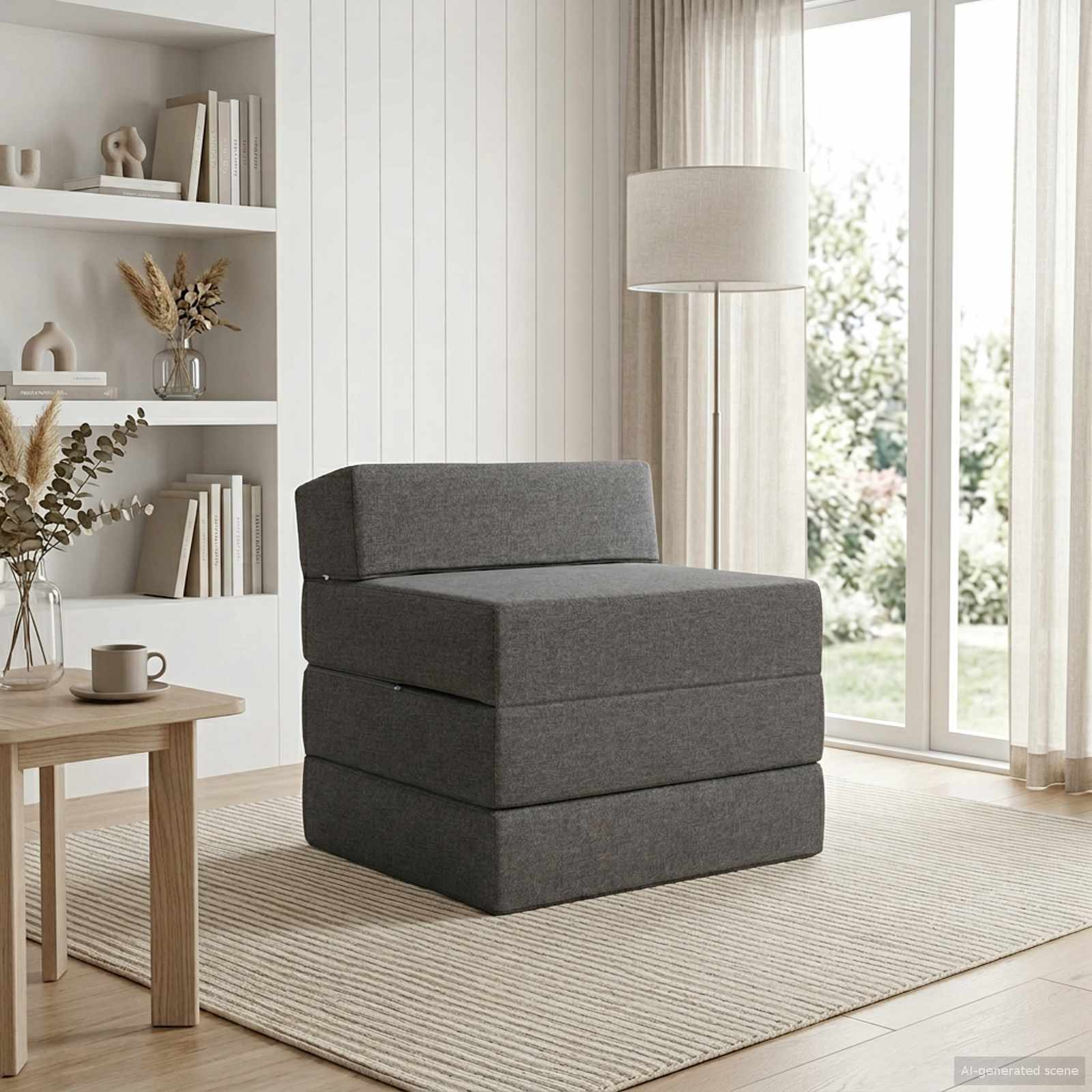 Divano Letto Pieghevole Grigio Chiaro 70 x 60 x 63 cm Tessuto | homemem39