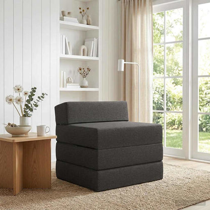 Divano Letto Pieghevole Grigio Scuro 200 x 70 x 15 cm Tessuto | homemem39