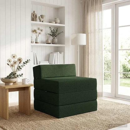 Divano Letto Pieghevole Verde Scuro 200 x 70 x 15 cm Tessuto | homemem39