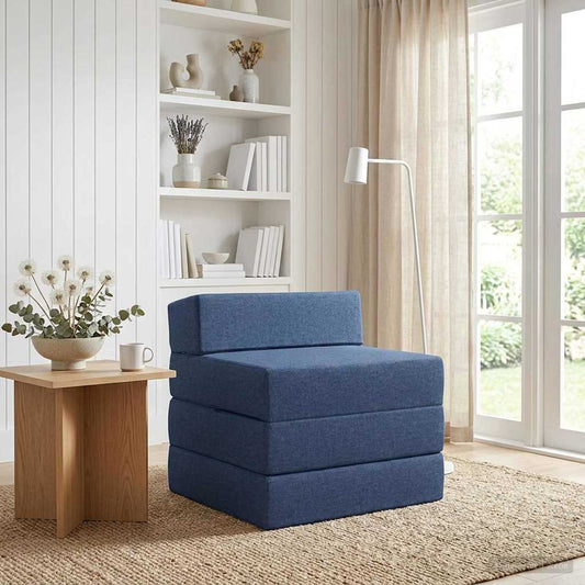 Divano Letto Pieghevole Blu 200 x 70 x 15 cm Tessuto | homemem39