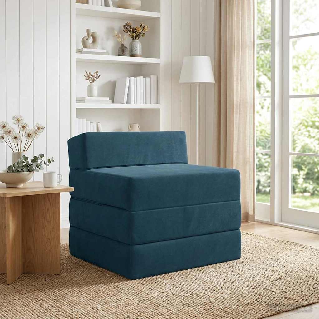 Divano Letto Pieghevole Blu 200 x 70 x 15 cm Velluto | homemem39