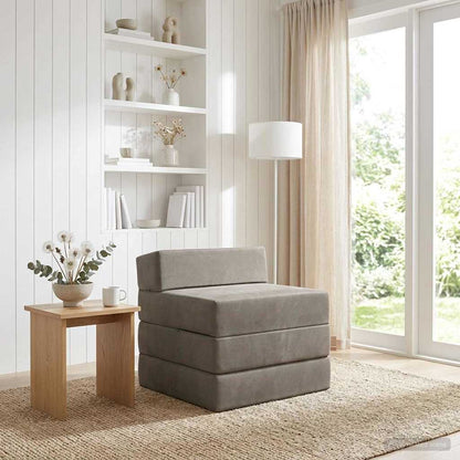 Divano Letto Pieghevole Grigio Chiaro 70 x 60 x 63 cm Velluto
