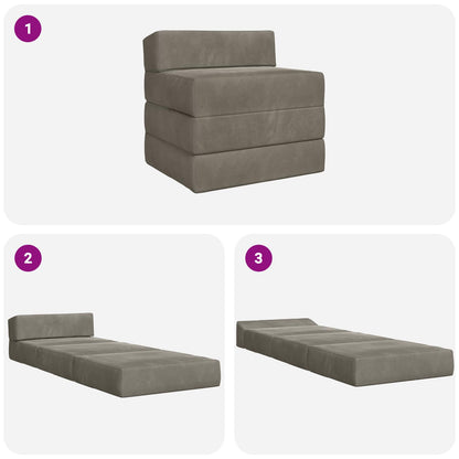 Divano Letto Pieghevole Grigio Chiaro 200 x 70 x 15 cm Velluto | homemem39