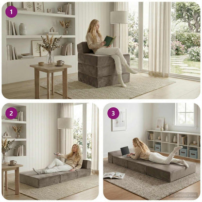 Divano Letto Pieghevole Grigio Chiaro 200 x 70 x 15 cm Velluto | homemem39