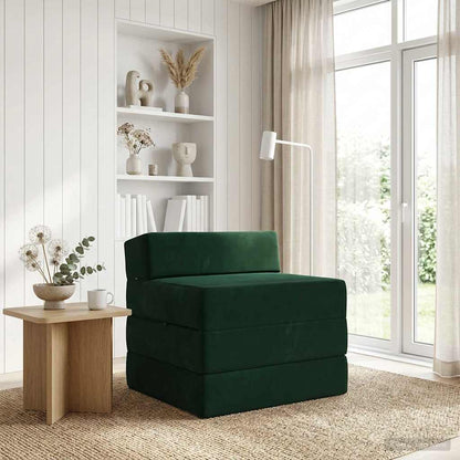Divano Letto Pieghevole Verde Scuro 200 x 70 x 15 cm Velluto | homemem39