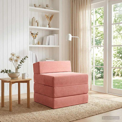 Divano Letto Pieghevole Rosa 200 x 70 x 15 cm Velluto | homemem39