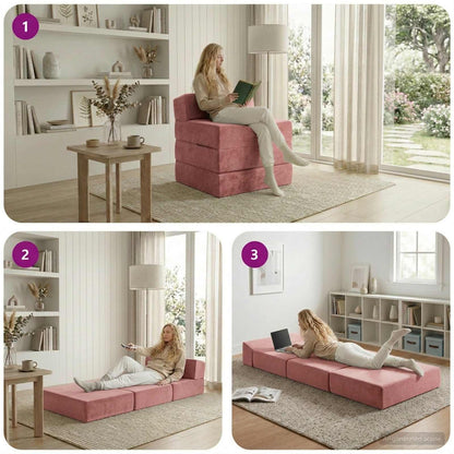Divano Letto Pieghevole Rosa 200 x 70 x 15 cm Velluto | homemem39