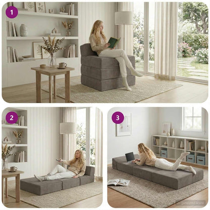 Divano Letto Pieghevole Grigio Chiaro 200 x 70 x 15 cm | homemem39