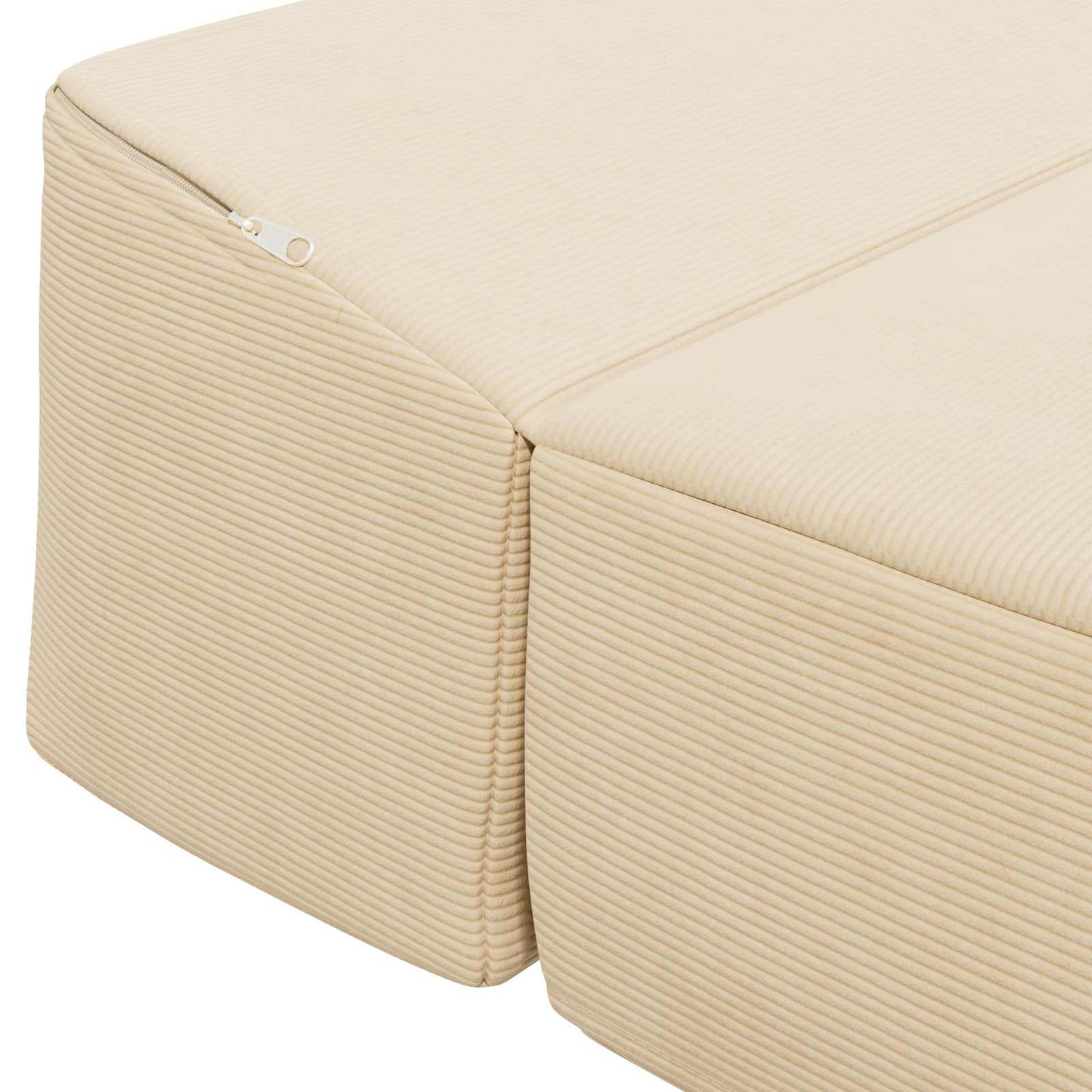Divano Letto Pieghevole Crema 200 x 70 x 15 cm Tessuto in Cords | homemem39