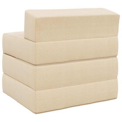 Divano Letto Pieghevole Crema 200 x 70 x 15 cm Tessuto in Cords | homemem39