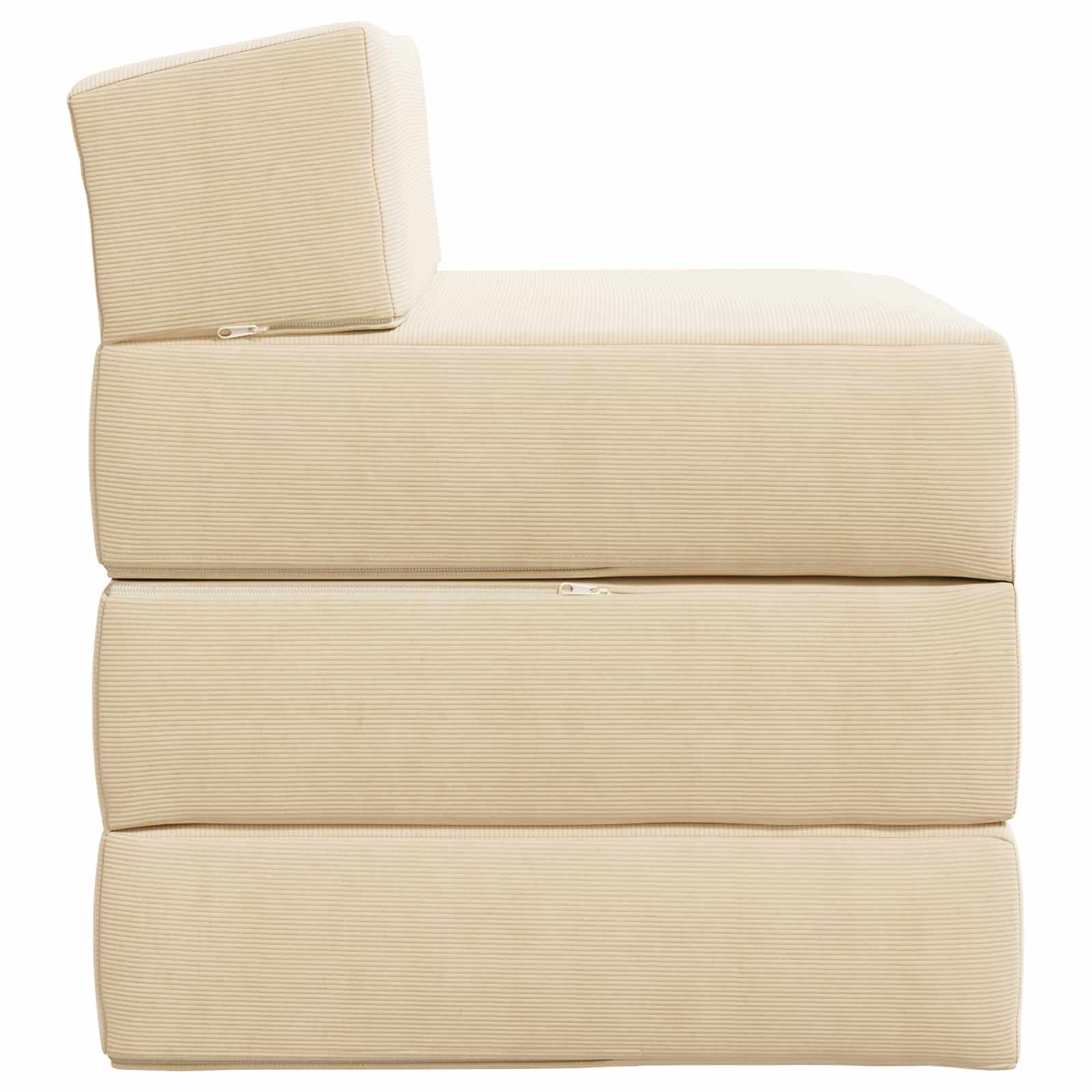 Divano Letto Pieghevole Crema 200 x 70 x 15 cm Tessuto in Cords | homemem39