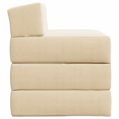 Divano Letto Pieghevole Crema 200 x 70 x 15 cm Tessuto in Cords | homemem39
