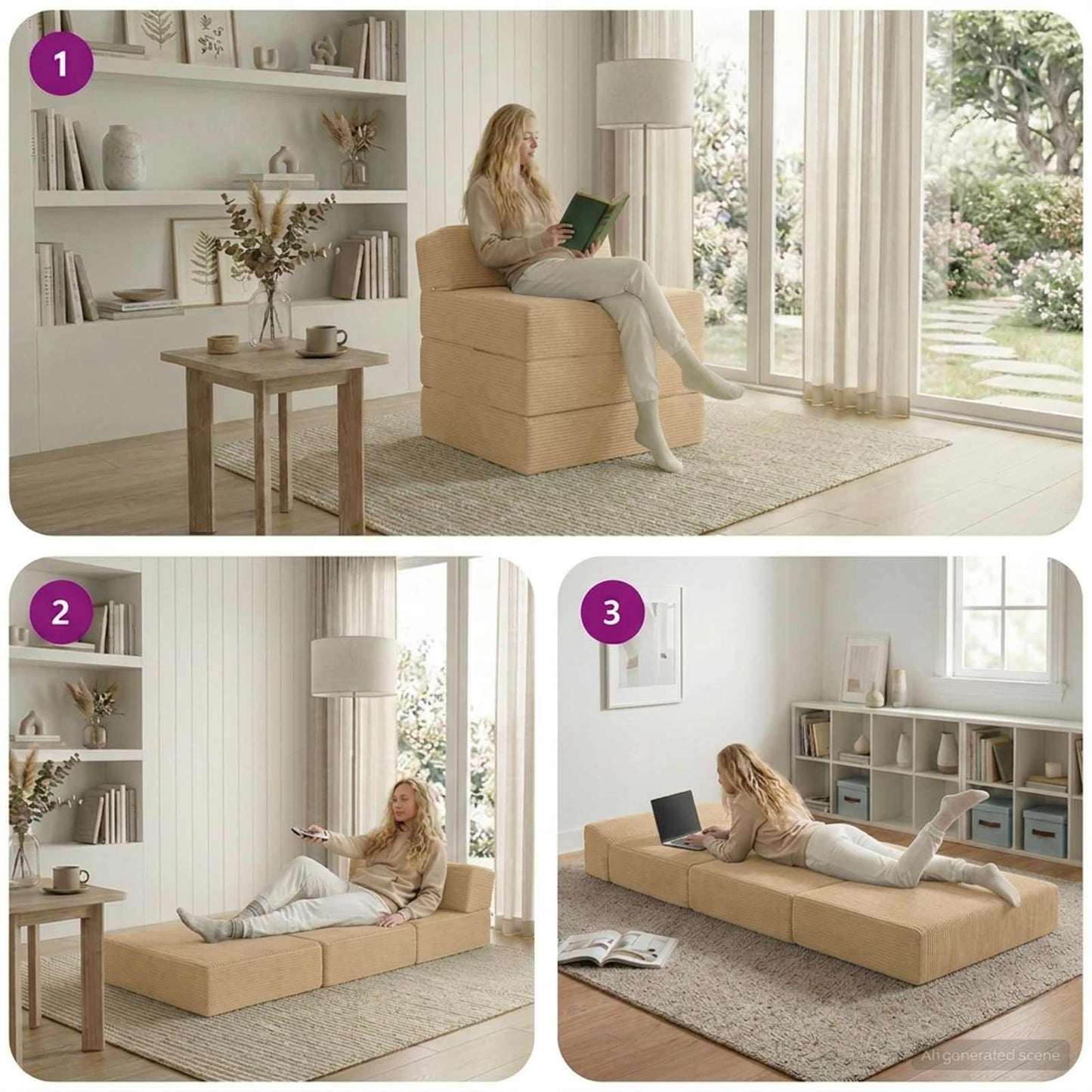 Divano Letto Pieghevole Grigio Verde Chiaro 200 x 70 x 15 cm | homemem39
