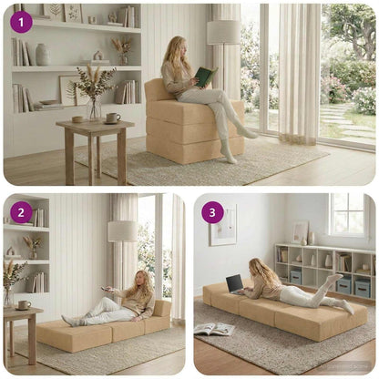Divano Letto Pieghevole Grigio Verde Chiaro 200 x 70 x 15 cm | homemem39