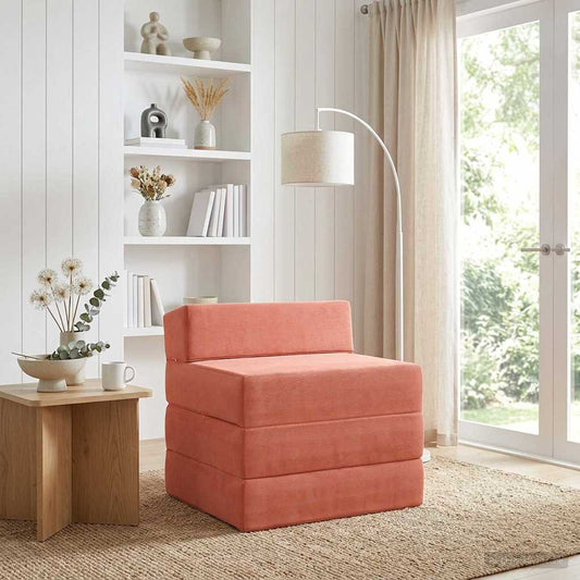 Divano Letto Pieghevole Rosso Arancio 200 x 70 x 15 cm