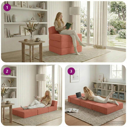 Divano Letto Pieghevole Rosso Arancio 200 x 70 x 15 cm | homemem39