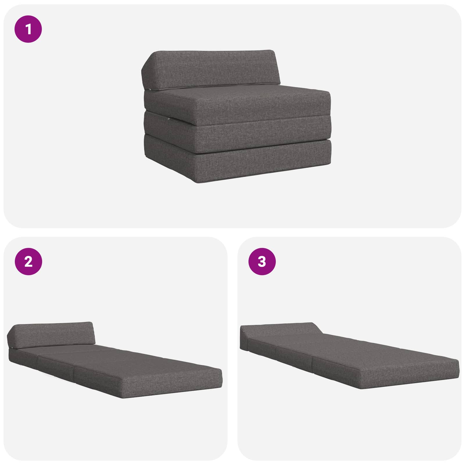 Divano Letto Pieghevole Grigio Chiaro 200 x 70 x 10 cm Tessuto | homemem39