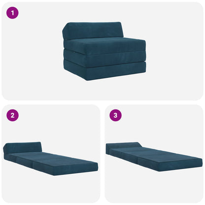 Divano Letto Pieghevole Blu 200 x 70 x 10 cm Velluto | homemem39