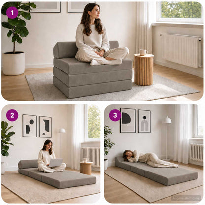 Divano Letto Pieghevole Grigio Chiaro 200 x 70 x 10 cm Velluto | homemem39