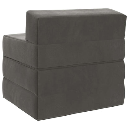 Divano Letto Pieghevole Grigio Scuro 200 x 70 x 10 cm Velluto | homemem39