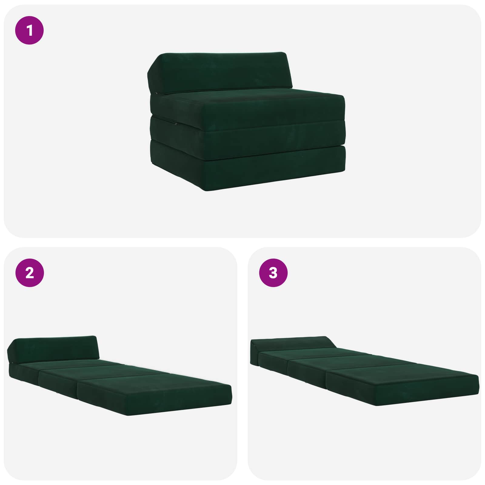 Divano Letto Pieghevole Verde Scuro 200 x 70 x 10 cm Velluto | homemem39