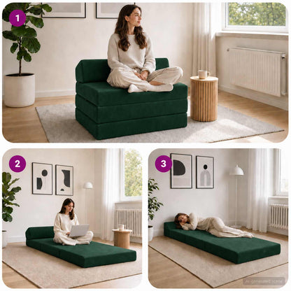 Divano Letto Pieghevole Verde Scuro 70 x 60 x 49 cm Velluto