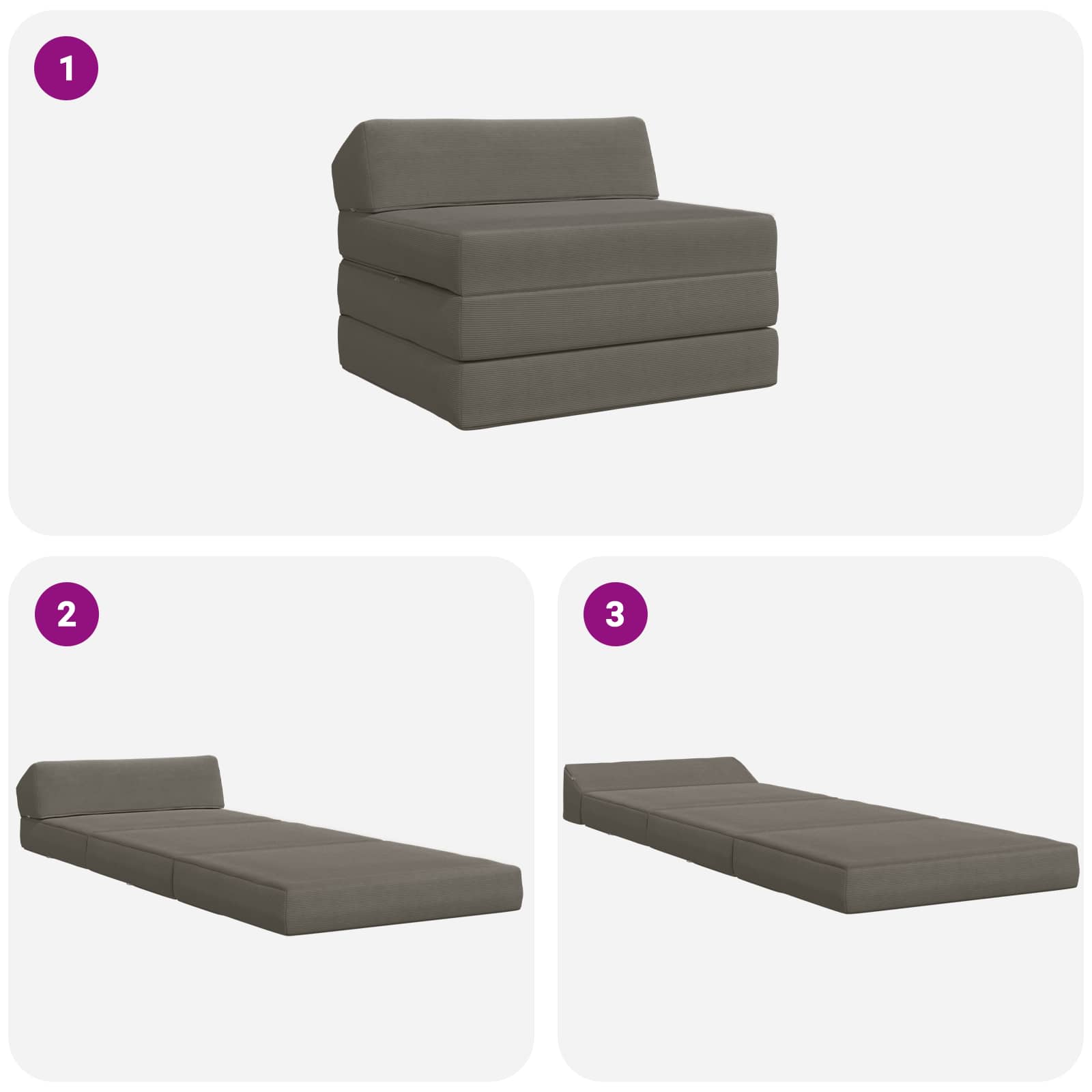 Divano Letto Pieghevole Grigio Chiaro 200 x 70 x 10 cm | homemem39
